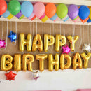 Pretty Happy Birthday Letters Design Foil Balloons Birthday Party Supplies Matte Gold