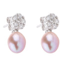 Elegant Purple Grape Pearls Diamante Plum Ear Studs Pendant Studs Fancy Decor