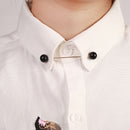 Women Double Faux Pearls Collar Brooch Pin Jewelry Wedding Bridal Party