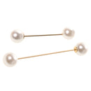 2 Pieces/Set Lady Elegant Delicate Luxury Double Ball Faux Pearl Stick Pin Brooch Shirt Collar Safty Pin Ornaments