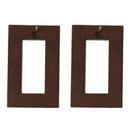 Rectangle Hollow Design Plain Design Brown Wooden Women Earrings Jewelry