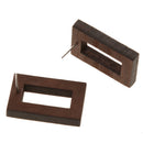 Rectangle Hollow Design Plain Design Brown Wooden Women Earrings Jewelry