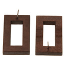 Rectangle Hollow Design Plain Design Brown Wooden Women Earrings Jewelry