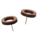 Women Jewelry Earings Brown Vintage Round Hollow Wood Stud Earrings