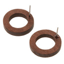 Women Jewelry Earings Brown Vintage Round Hollow Wood Stud Earrings