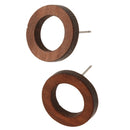 Women Jewelry Earings Brown Vintage Round Hollow Wood Stud Earrings