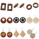 Women Jewelry Earings Brown Vintage Round Hollow Wood Stud Earrings