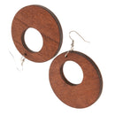 Boho Fashion Wooden Drop Dangle Hook Earrings Beach DIY Jewelry Brown 50mm