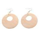 Hollow Design Wooden Drop Dangle Hook Earrings Color DIY Jewelry Wood 50mm