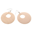 Hollow Design Wooden Drop Dangle Hook Earrings Color DIY Jewelry Wood 50mm