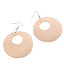 Hollow Design Wooden Drop Dangle Hook Earrings Color DIY Jewelry Wood 50mm