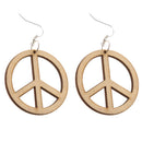 Anti-war Peace Wooden Pendant Hook Earrings DIY Jewelry Findings 48mm