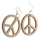 Anti-war Peace Wooden Pendant Hook Earrings DIY Jewelry Findings 48mm