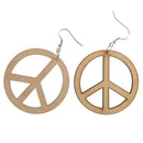 Anti-war Peace Wooden Pendant Hook Earrings DIY Jewelry Findings 48mm