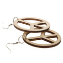 Anti-war Peace Wooden Pendant Hook Earrings DIY Jewelry Findings 48mm