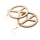 Anti-war Peace Wooden Pendant Hook Earrings DIY Jewelry Findings 48mm