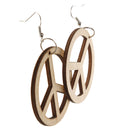 Anti-war Peace Wooden Pendant Hook Earrings DIY Jewelry Findings 48mm