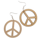 Anti-war Peace Wooden Pendant Hook Earrings DIY Jewelry Findings 48mm