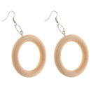 Novelty Design Wooden Drop Dangle Hook Earrings DIY Findings Wood 50mm