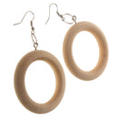 Novelty Design Wooden Drop Dangle Hook Earrings DIY Findings Wood 50mm