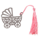 Wedding Favors Gift Baby Carriage Design Metal Bookmark with Tassels Pink