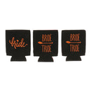 Set of 3pcs Wedding Bride & Bride Tride Stubby Beer Bottle Soda Tin Can Cooler Sleeve