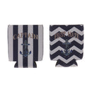 Set of 2pcs First Mate Captain Anchor Pattern Stubby Beer Bottle Tin Cooler Wrap