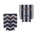 Set of 2pcs First Mate Captain Anchor Pattern Stubby Beer Bottle Tin Cooler Wrap