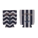 Set of 2pcs First Mate Captain Anchor Pattern Stubby Beer Bottle Tin Cooler Wrap