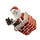 Santa Claus Brooch with Crystal Smokestack Brooch Pin for Christmas Jewelry