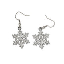 Women Girls Ladies Fashionable Charming Elegant Snowflake Christmas Earrings Ear Hooks Xmas Birthday Party Gift Silver
