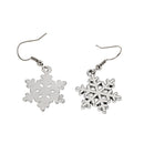 Women Girls Ladies Fashionable Charming Elegant Snowflake Christmas Earrings Ear Hooks Xmas Birthday Party Gift Silver