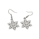 Women Girls Ladies Fashionable Charming Elegant Snowflake Christmas Earrings Ear Hooks Xmas Birthday Party Gift Silver