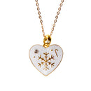 Christmas Crystal Snowflake Heart Dangle Earrings Necklace Gold Jewelry Sets