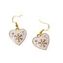 Christmas Crystal Snowflake Heart Dangle Earrings Necklace Gold Jewelry Sets