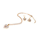 Christmas Crystal Snowflake Heart Dangle Earrings Necklace Gold Jewelry Sets