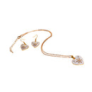 Christmas Crystal Snowflake Heart Dangle Earrings Necklace Gold Jewelry Sets
