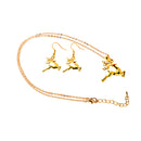 Christmas Deer Winter Holiday Gift Earrings Necklace Gold Women Jewelry Sets