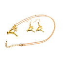 Christmas Deer Winter Holiday Gift Earrings Necklace Gold Women Jewelry Sets