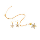 Christmas Gifts Pentagram Star Drop Oil Necklace Earrings Set Jewellery Set