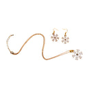 Christmas Crystal Snowflake Dangle Earrings Necklace Gold Women Jewelry Sets