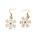 Christmas Crystal Snowflake Dangle Earrings Necklace Gold Women Jewelry Sets
