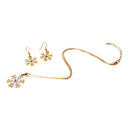 Christmas Crystal Snowflake Dangle Earrings Necklace Gold Women Jewelry Sets