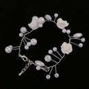 Wedding Bridal Dangle Pearls Beaded Rose Flower Bracelet Jewelry Gifts