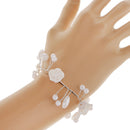 Wedding Bridal Dangle Pearls Beaded Rose Flower Bracelet Jewelry Gifts