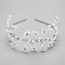Women Girls Ladies Sparkling Pearl Crystal Flower Design Bridal Hairband Tiara Wedding Birthday Party Prom Accessory 40CM
