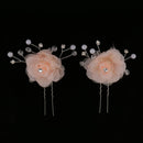 2pcs Wedding Bridal Lace Flower Crystal Beads Pearls Hairpins Hair Clips