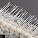 Bridal Wedding Prom Vintage Style Veil Pearl Hair Comb Slide Clip