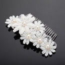 Elegant Lace Flower Faux Pearl Headpiece Wedding Jewelry Pearl Hair Comb Fashion Decoration