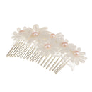 Elegant Lace Flower Faux Pearl Headpiece Wedding Jewelry Pearl Hair Comb Fashion Decoration